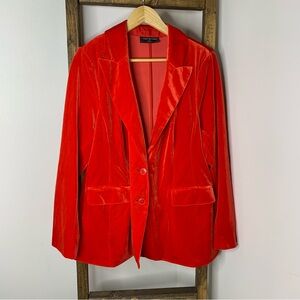 Lane Bryant Vibrant Red Velvet Holiday Blazer Size 16